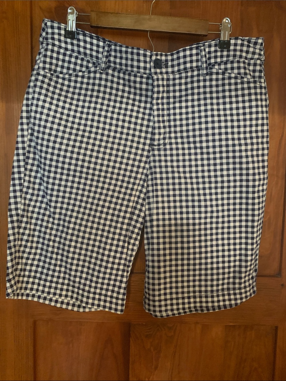 Woman’s Navy and White Gingham Shorts, size 14